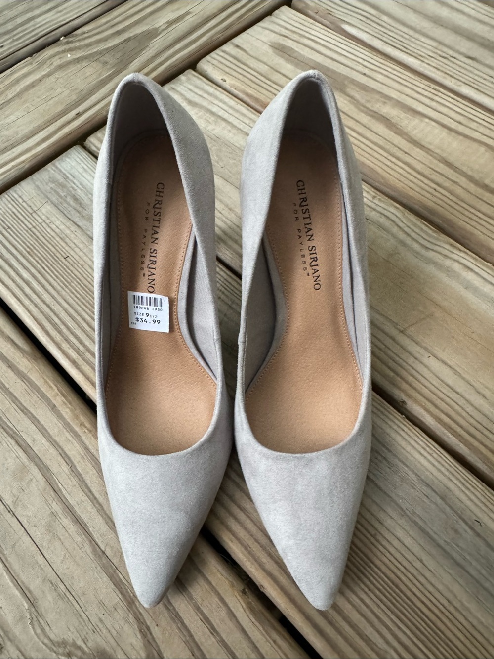 Christian Siriano Suede Pointed Toe High heels in Light Gray